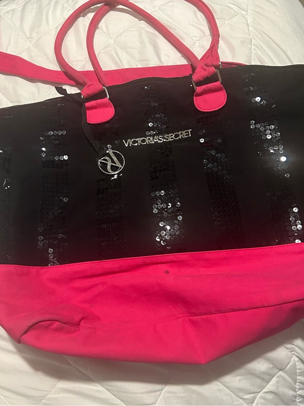 Victoria's Secret Pink and Black Sequin Tote